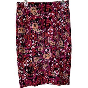 LuLaRoe Pencil Skirt Paisley Women's Size S Black/Pink Polyester Blend